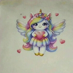 NWOT - Handmade White New Born Bodysuit - Female Unicorn & Heart